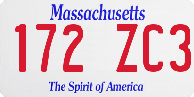 MA license plate 172ZC3