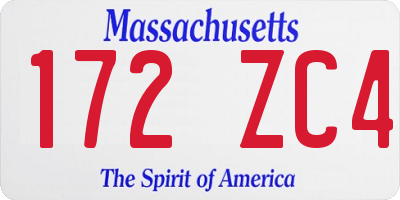 MA license plate 172ZC4