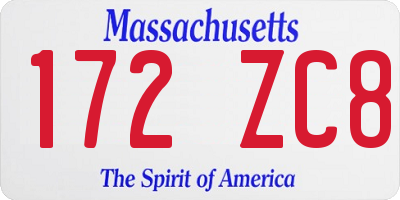 MA license plate 172ZC8