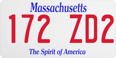 MA license plate 172ZD2