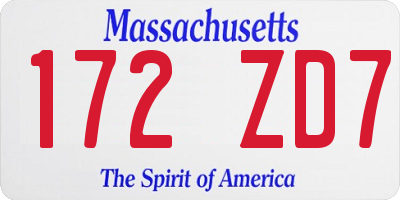 MA license plate 172ZD7