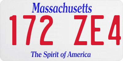 MA license plate 172ZE4