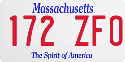 MA license plate 172ZF0