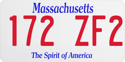 MA license plate 172ZF2