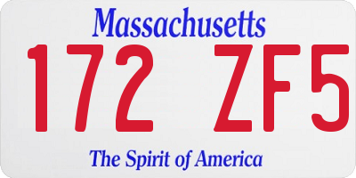 MA license plate 172ZF5
