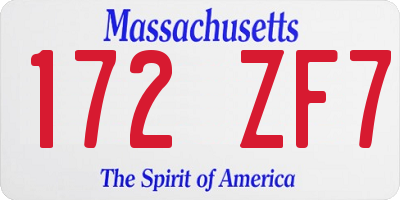 MA license plate 172ZF7