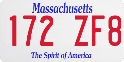 MA license plate 172ZF8