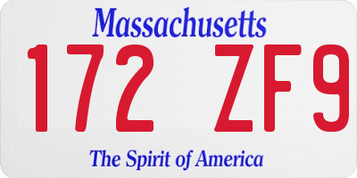 MA license plate 172ZF9