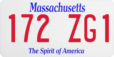 MA license plate 172ZG1
