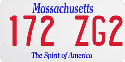 MA license plate 172ZG2