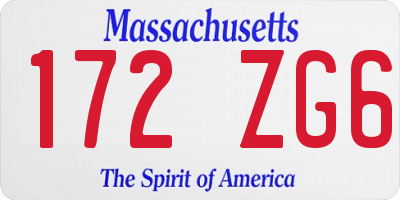 MA license plate 172ZG6