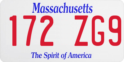MA license plate 172ZG9