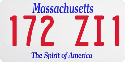 MA license plate 172ZI1