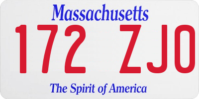 MA license plate 172ZJ0