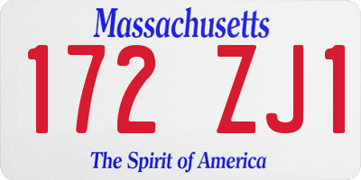 MA license plate 172ZJ1