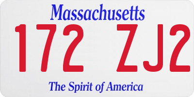 MA license plate 172ZJ2