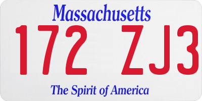 MA license plate 172ZJ3