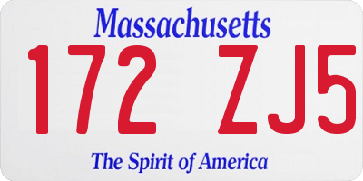 MA license plate 172ZJ5