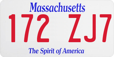 MA license plate 172ZJ7