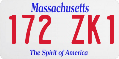 MA license plate 172ZK1