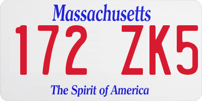 MA license plate 172ZK5