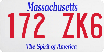 MA license plate 172ZK6