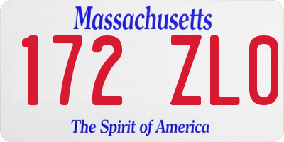 MA license plate 172ZL0