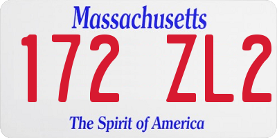 MA license plate 172ZL2