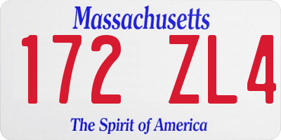 MA license plate 172ZL4