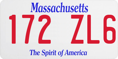 MA license plate 172ZL6