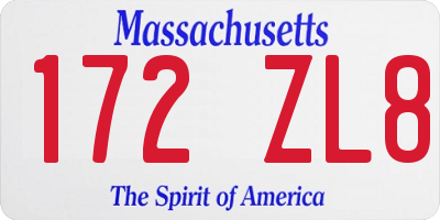 MA license plate 172ZL8