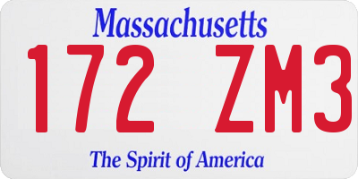 MA license plate 172ZM3