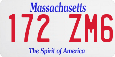 MA license plate 172ZM6