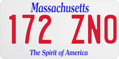 MA license plate 172ZN0