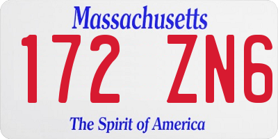 MA license plate 172ZN6