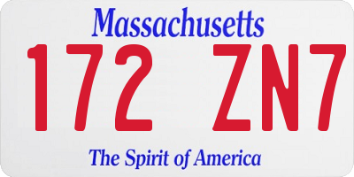 MA license plate 172ZN7