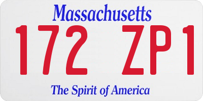 MA license plate 172ZP1