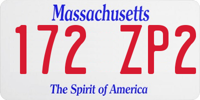 MA license plate 172ZP2