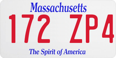 MA license plate 172ZP4