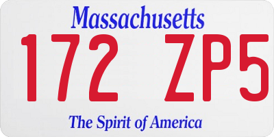 MA license plate 172ZP5