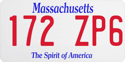 MA license plate 172ZP6