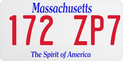 MA license plate 172ZP7