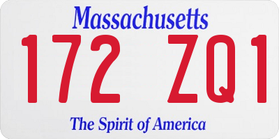 MA license plate 172ZQ1
