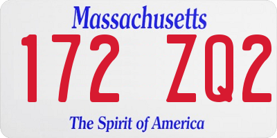 MA license plate 172ZQ2