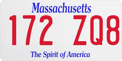 MA license plate 172ZQ8
