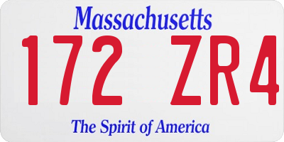MA license plate 172ZR4