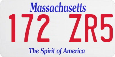 MA license plate 172ZR5