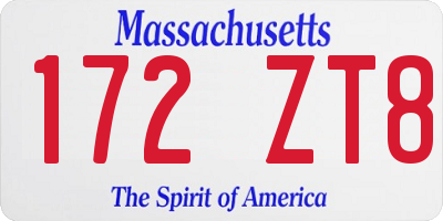 MA license plate 172ZT8