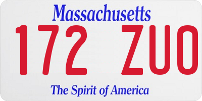 MA license plate 172ZU0