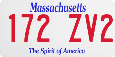 MA license plate 172ZV2